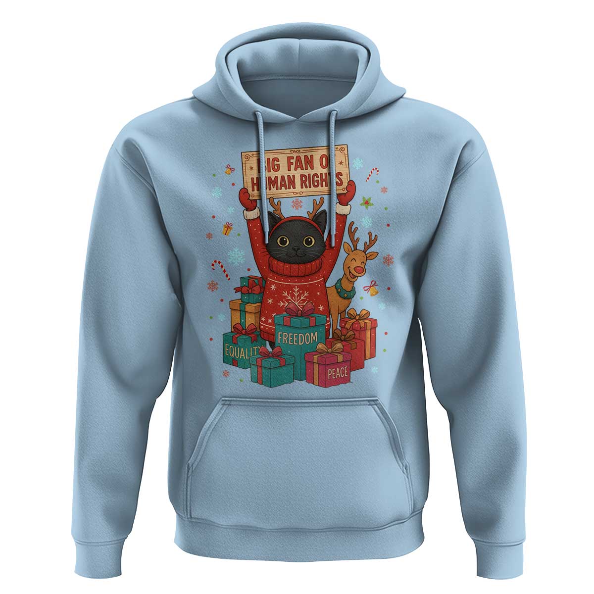 Cute Santa Cat Big Fan Of Human Rights Hoodie Christmas Supporters - Wonder Print Shop