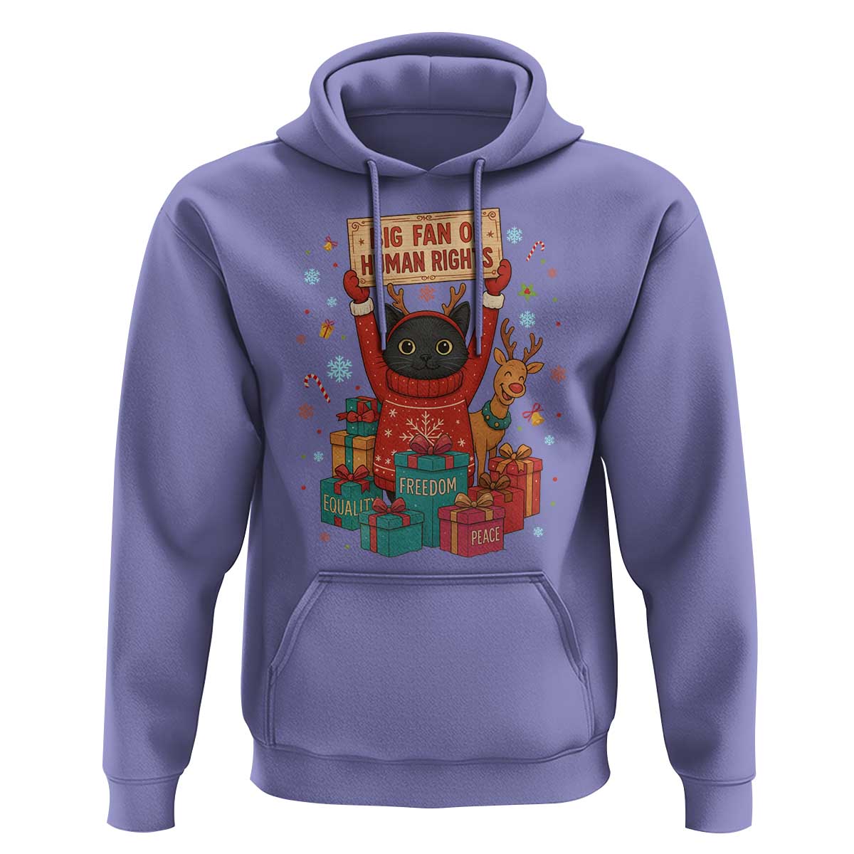 Cute Santa Cat Big Fan Of Human Rights Hoodie Christmas Supporters - Wonder Print Shop