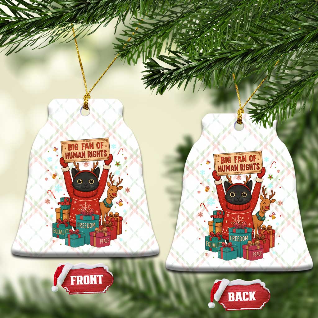 Cute Santa Cat Big Fan Of Human Rights Ceramic Ornament Christmas Supporters - Wonder Print Shop