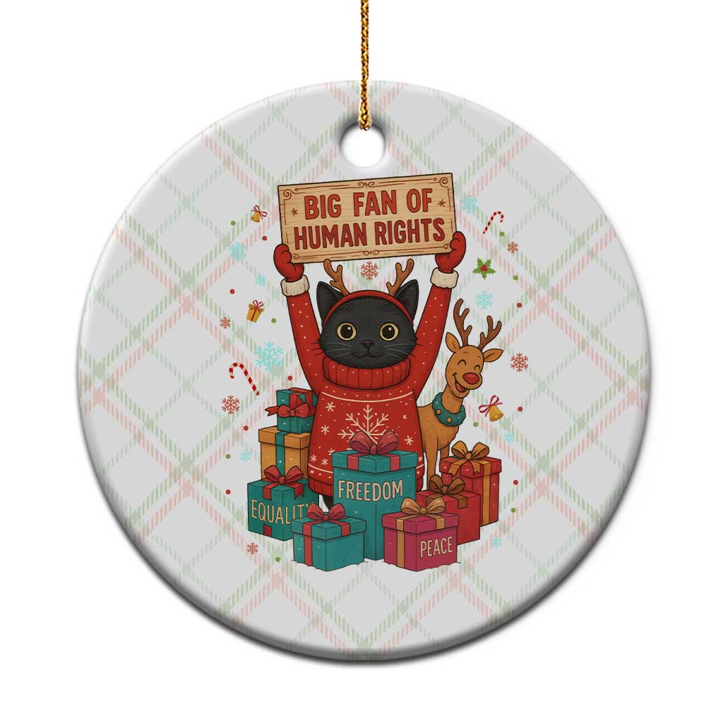Cute Santa Cat Big Fan Of Human Rights Ceramic Ornament Christmas Supporters - Wonder Print Shop