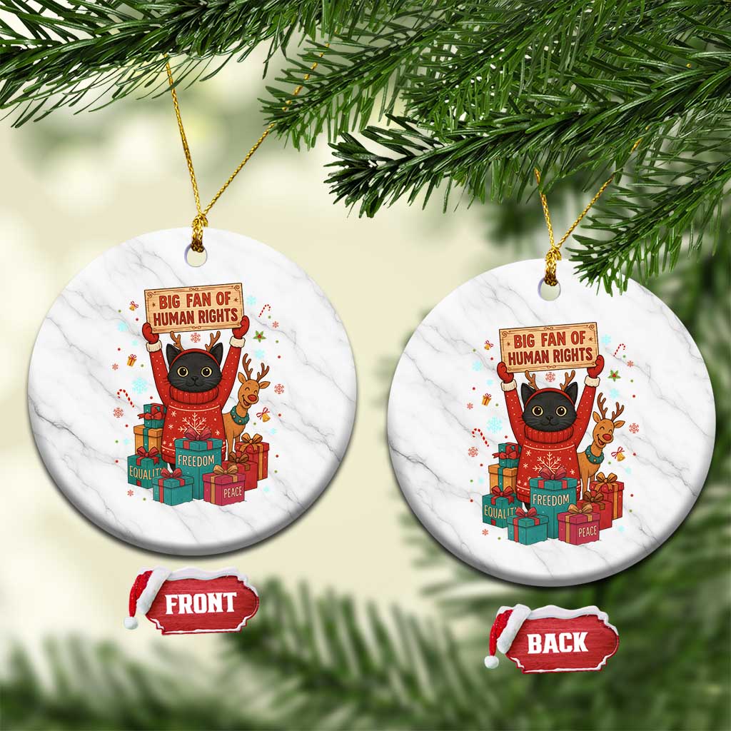 Cute Santa Cat Big Fan Of Human Rights Ceramic Ornament Christmas Supporters - Wonder Print Shop