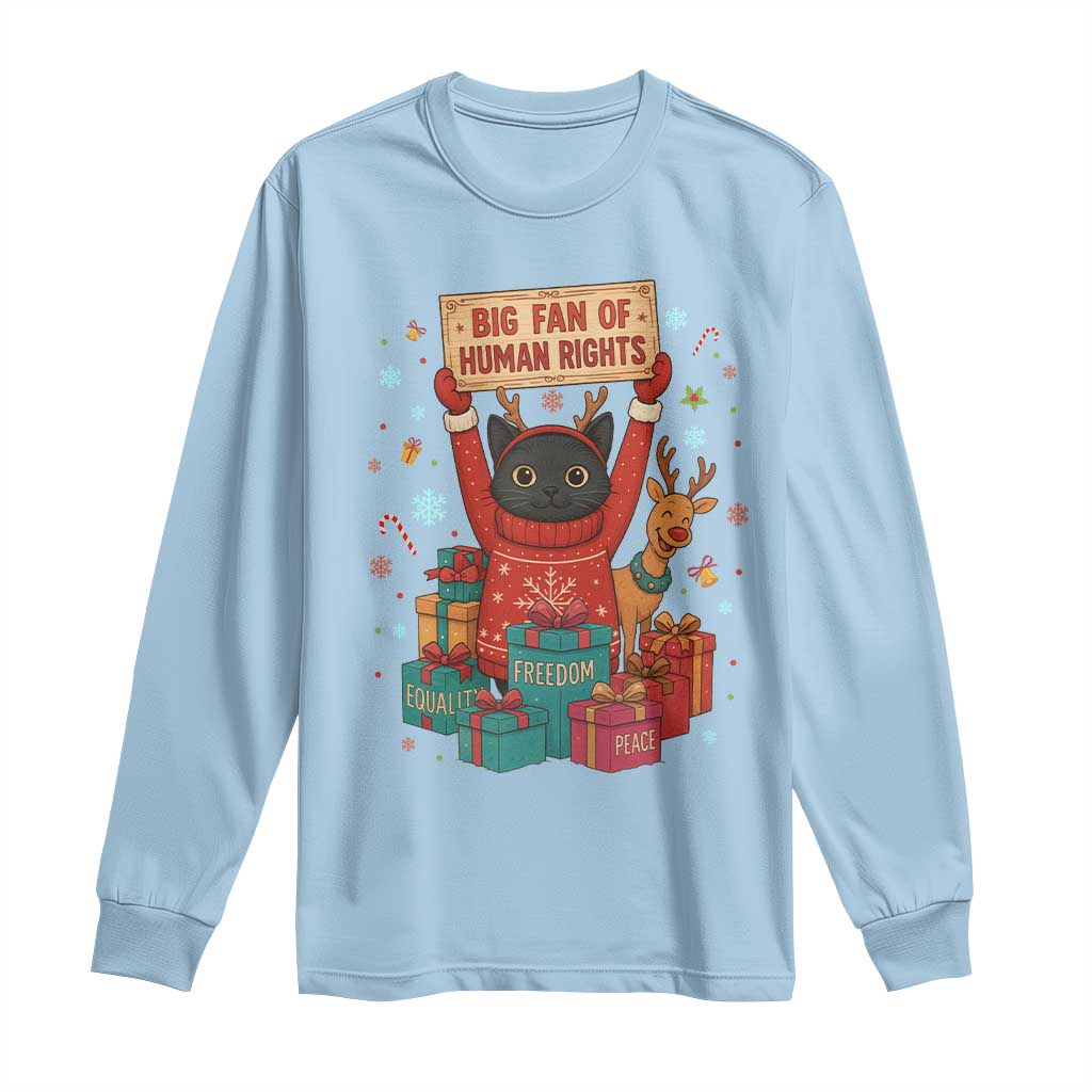 Cute Santa Cat Big Fan Of Human Rights Long Sleeve Shirt Christmas Supporters - Wonder Print Shop