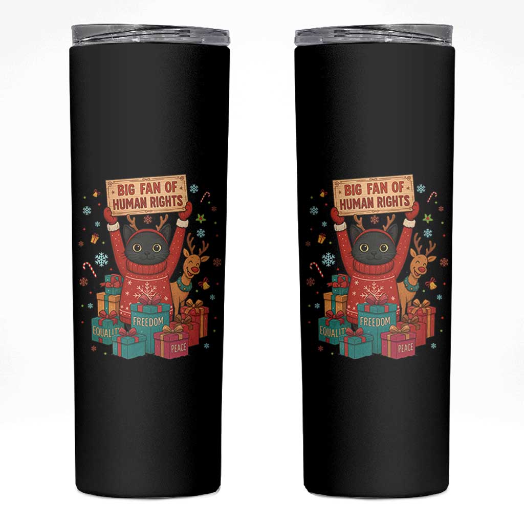 Cute Santa Cat Big Fan Of Human Rights Skinny Tumbler Christmas Supporters - Wonder Print Shop