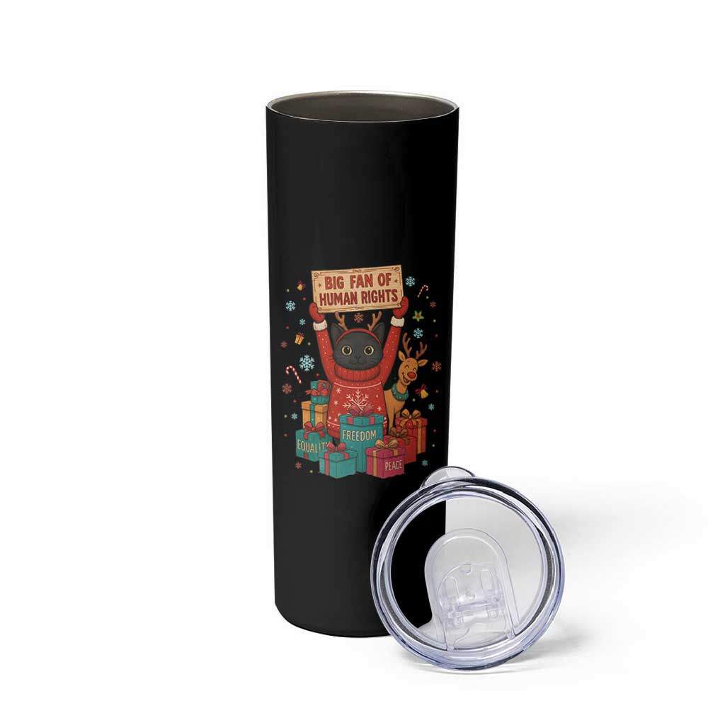 Cute Santa Cat Big Fan Of Human Rights Skinny Tumbler Christmas Supporters - Wonder Print Shop