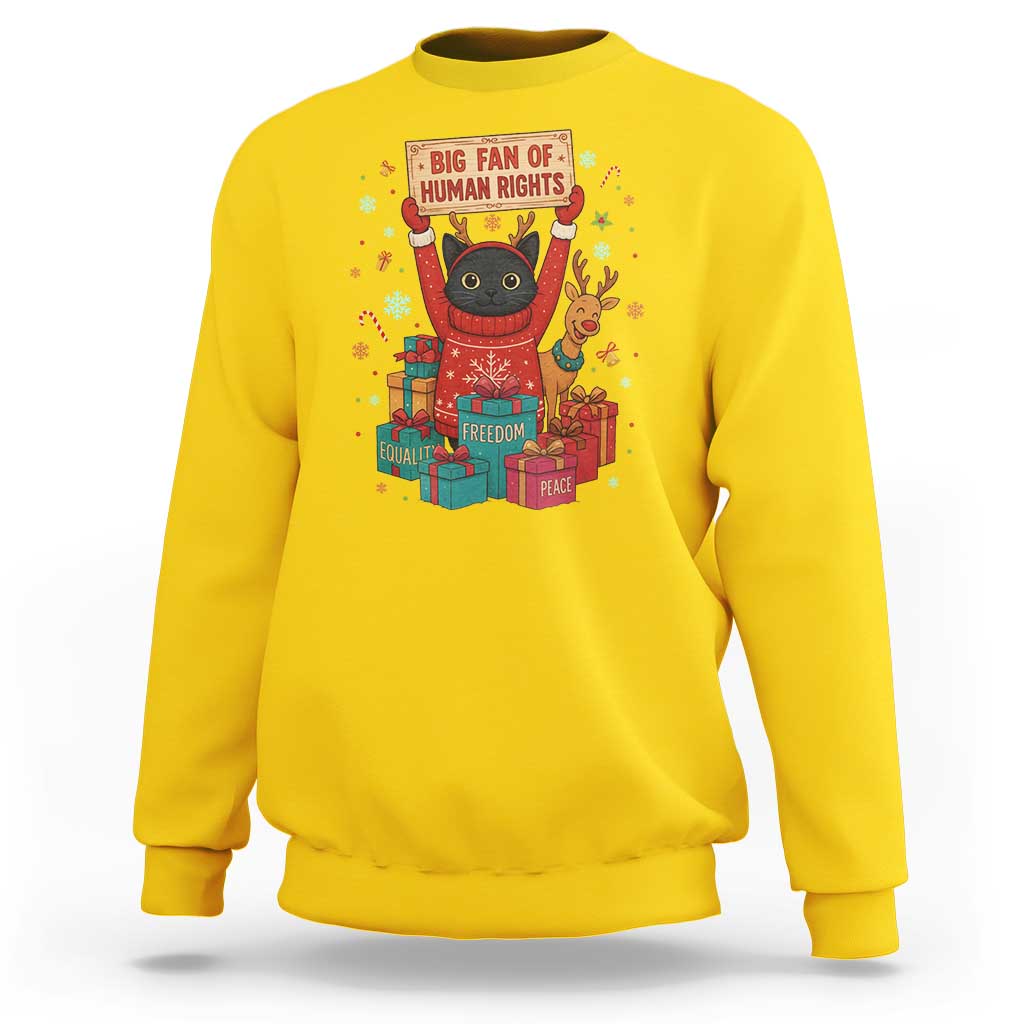 Cute Santa Cat Big Fan Of Human Rights Sweatshirt Christmas Supporters - Wonder Print Shop