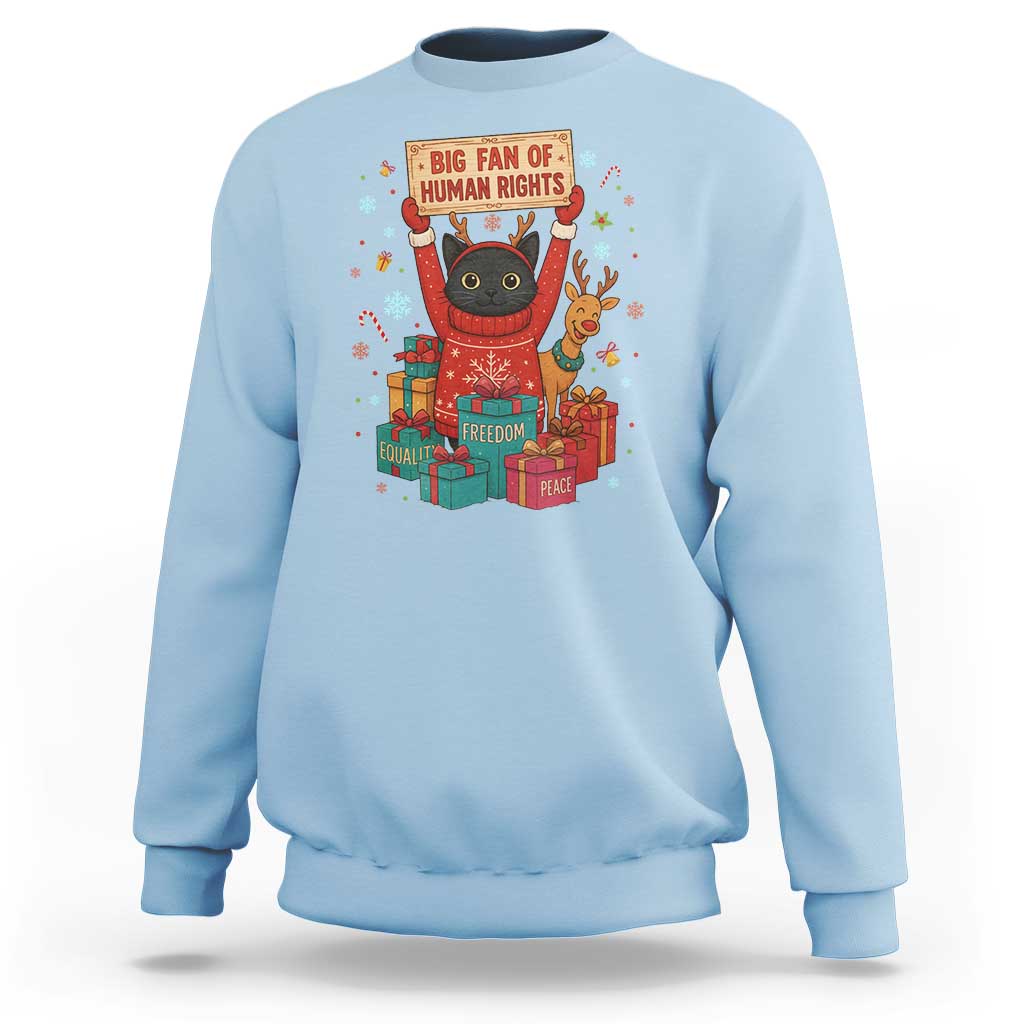 Cute Santa Cat Big Fan Of Human Rights Sweatshirt Christmas Supporters - Wonder Print Shop