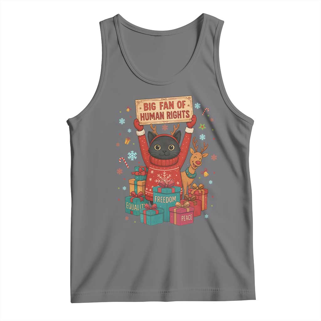 Cute Santa Cat Big Fan Of Human Rights Tank Top Christmas Supporters - Wonder Print Shop