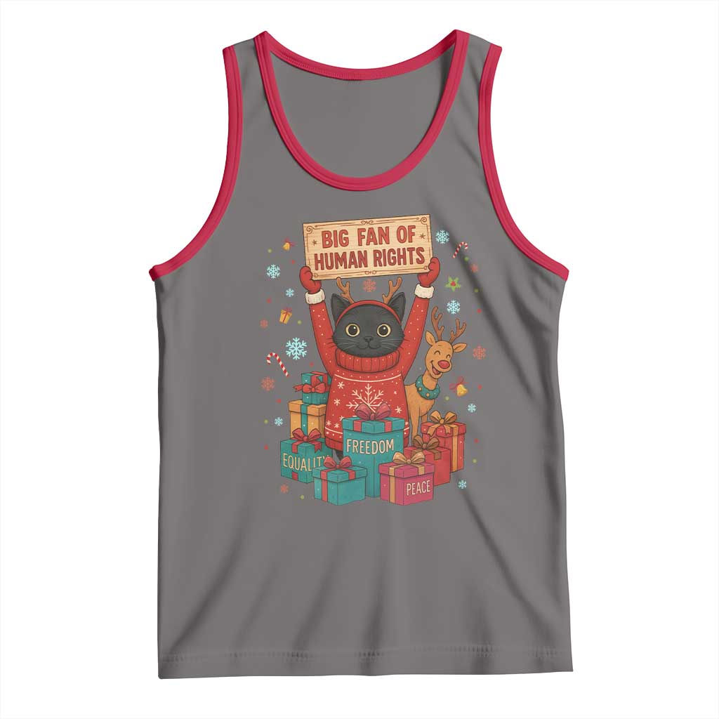 Cute Santa Cat Big Fan Of Human Rights Tank Top Christmas Supporters - Wonder Print Shop