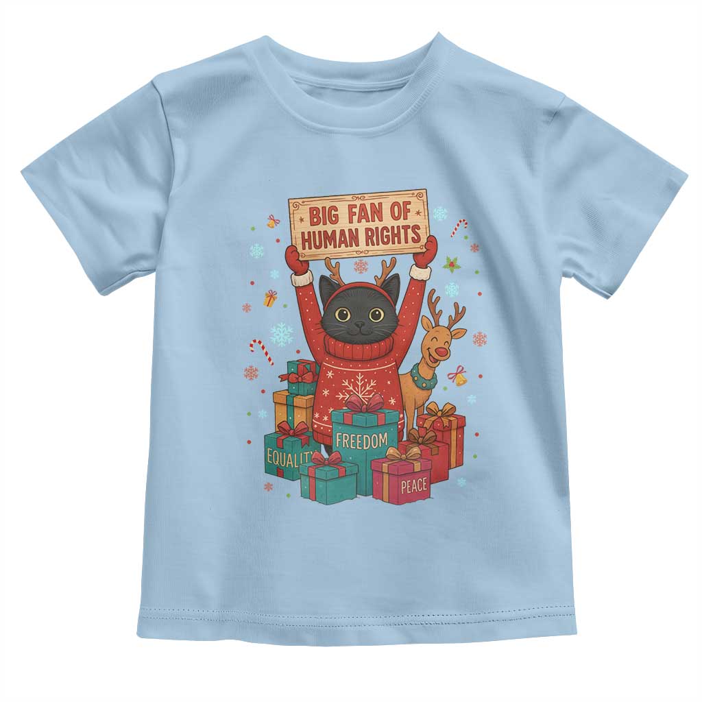 Cute Santa Cat Big Fan Of Human Rights Toddler T Shirt Christmas Supporters - Wonder Print Shop