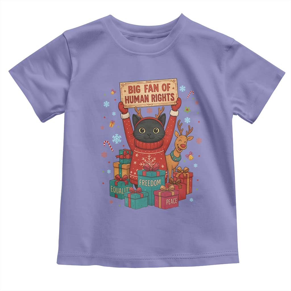 Cute Santa Cat Big Fan Of Human Rights Toddler T Shirt Christmas Supporters - Wonder Print Shop