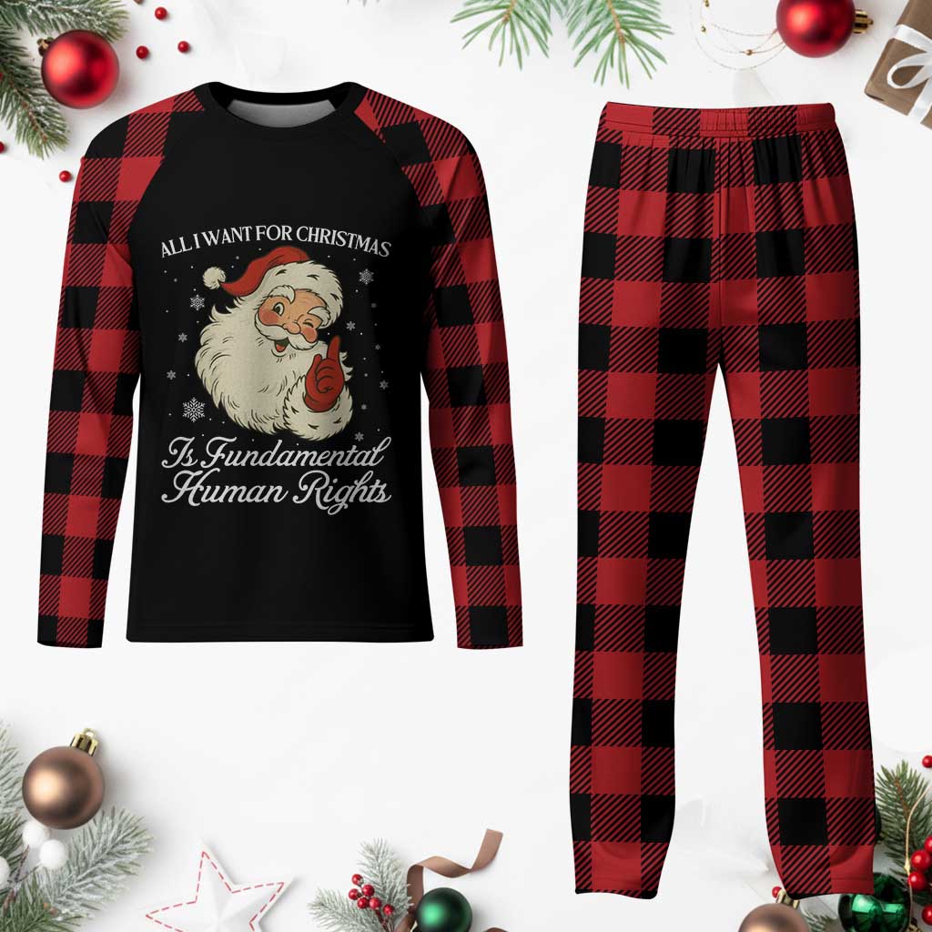 All I Want For Christmas Is Fundamental Human Rights Plaid Pajama Set Xmas Supporters Gift - Wonder Print Shop