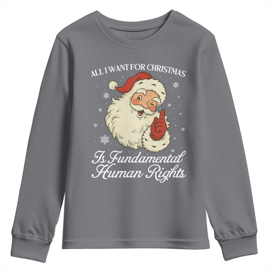 All I Want For Christmas Is Fundamental Human Rights Youth Sweatshirt Xmas Supporters Gift - Wonder Print Shop