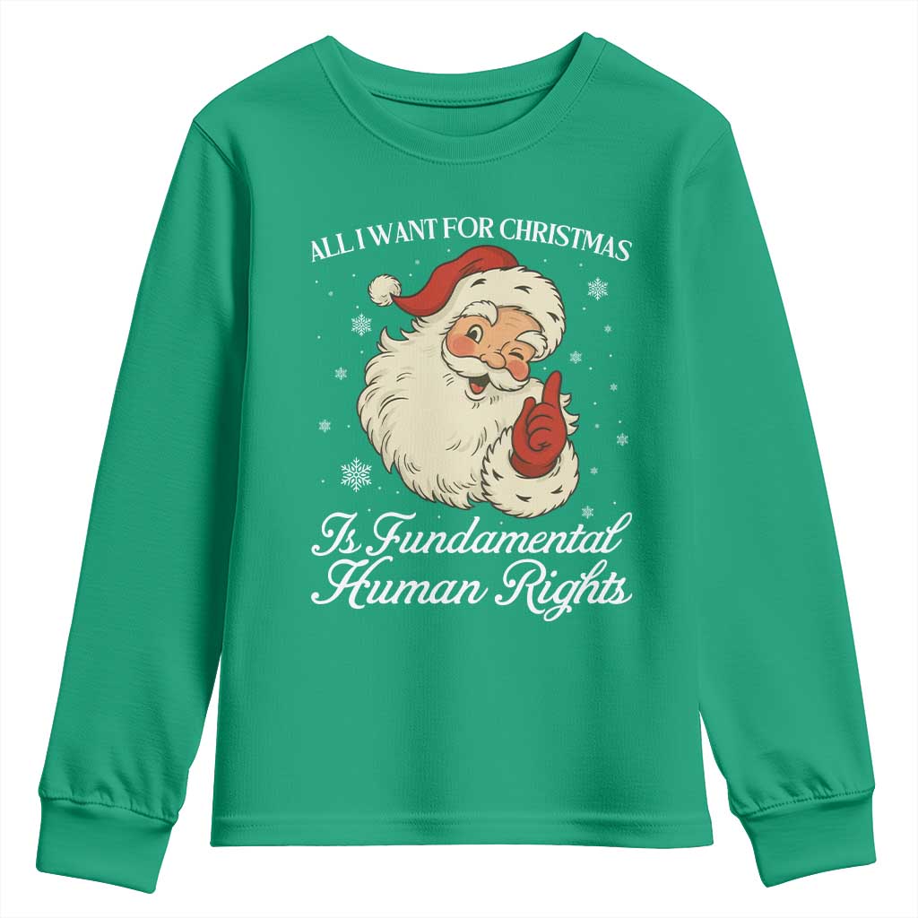 All I Want For Christmas Is Fundamental Human Rights Youth Sweatshirt Xmas Supporters Gift - Wonder Print Shop
