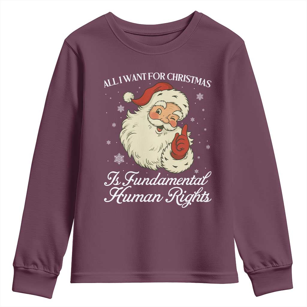All I Want For Christmas Is Fundamental Human Rights Youth Sweatshirt Xmas Supporters Gift - Wonder Print Shop