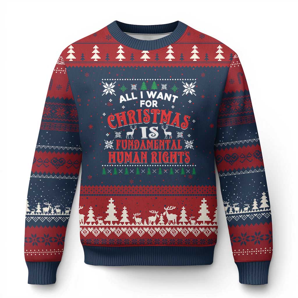 Xmas Gift For Fundamental Human Rights Supporters Ugly Christmas Sweater - Wonder Print Shop