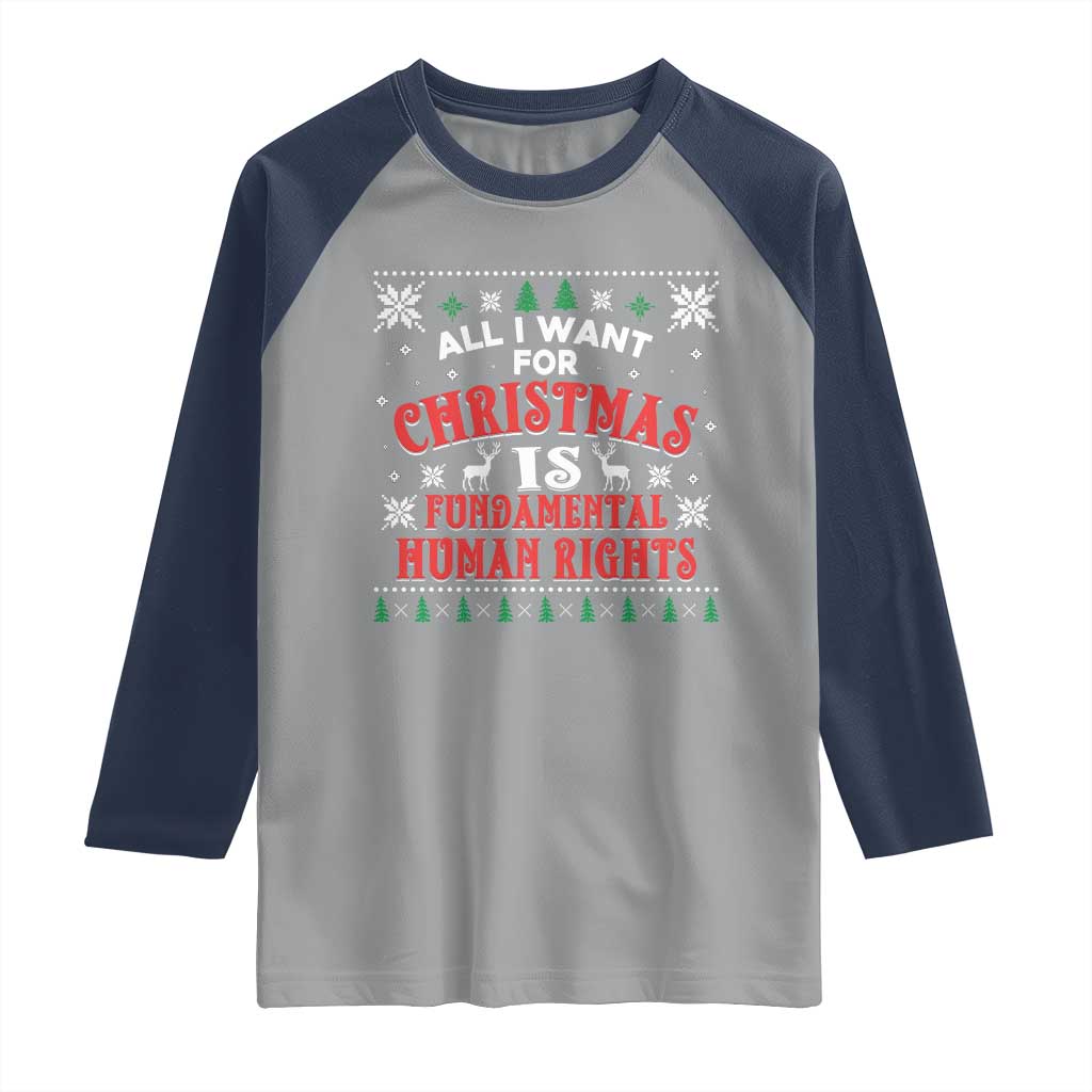 Christmas Gift For Fundamental Human Rights Supporters Raglan Shirt - Wonder Print Shop