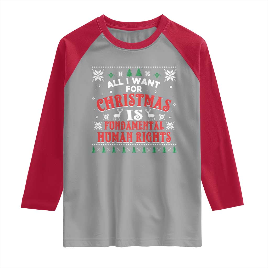 Christmas Gift For Fundamental Human Rights Supporters Raglan Shirt - Wonder Print Shop