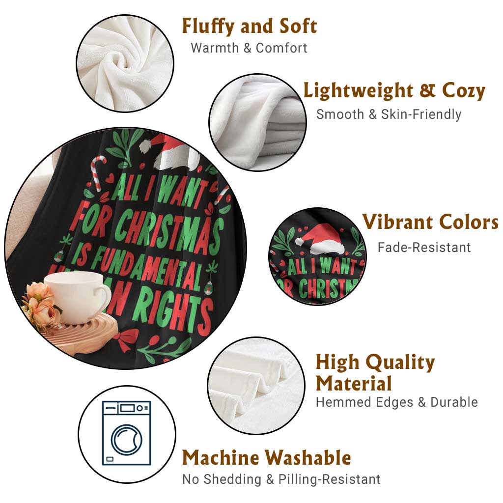 All I Want For Christmas Is Fundamental Human Rights Throw Blanket Pro Democracy Xmas Gift - Wonder Print Shop