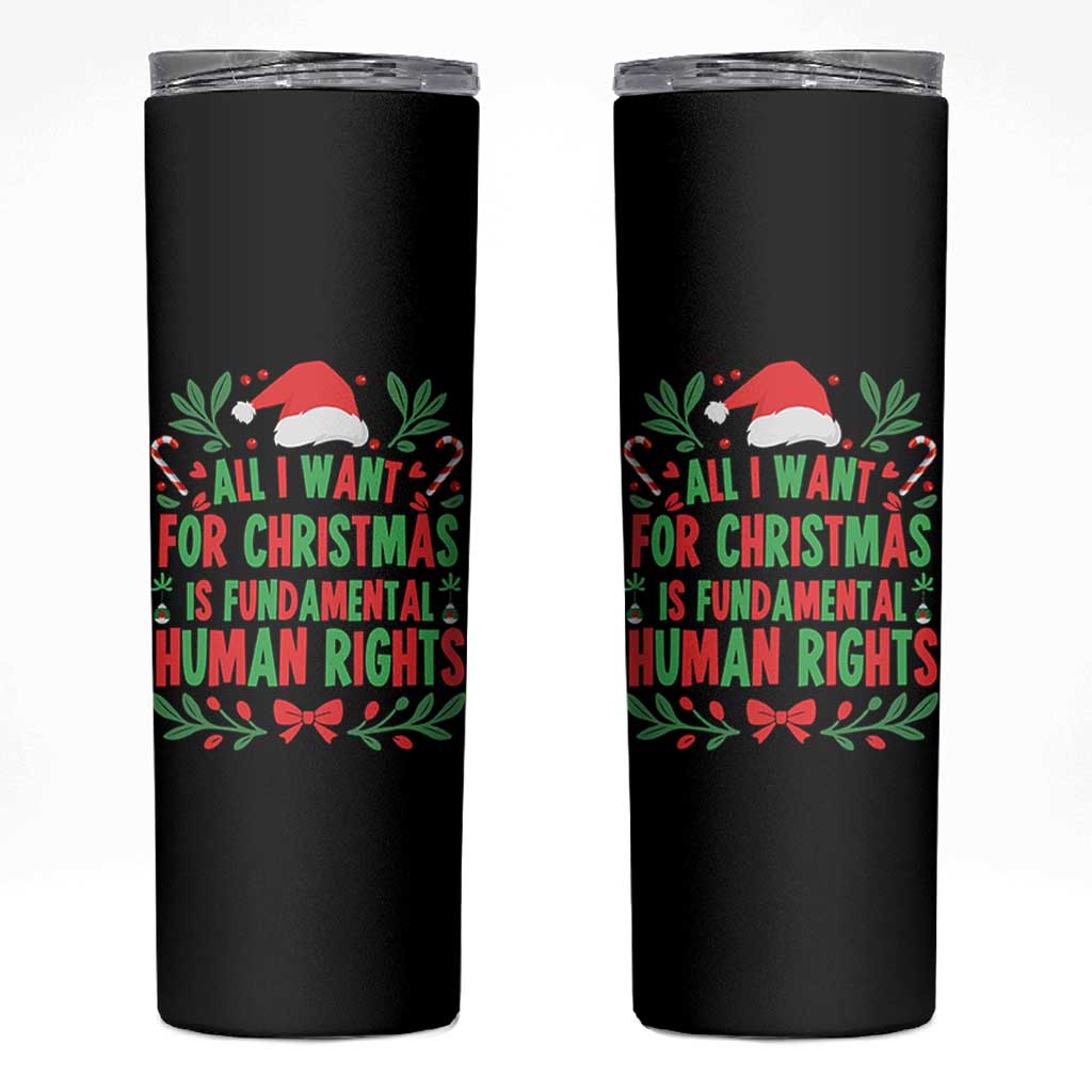 All I Want For Christmas Is Fundamental Human Rights Skinny Tumbler Pro Democracy Xmas Gift - Wonder Print Shop