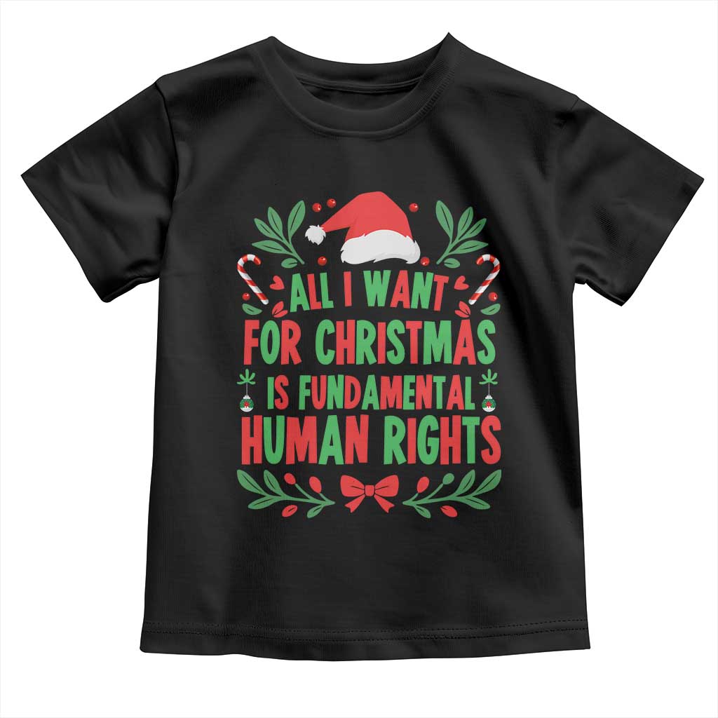 All I Want For Christmas Is Fundamental Human Rights Toddler T Shirt Pro Democracy Xmas Gift - Wonder Print Shop