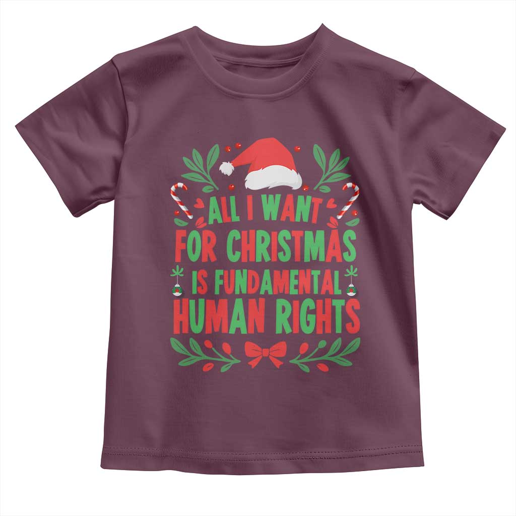 All I Want For Christmas Is Fundamental Human Rights Toddler T Shirt Pro Democracy Xmas Gift - Wonder Print Shop