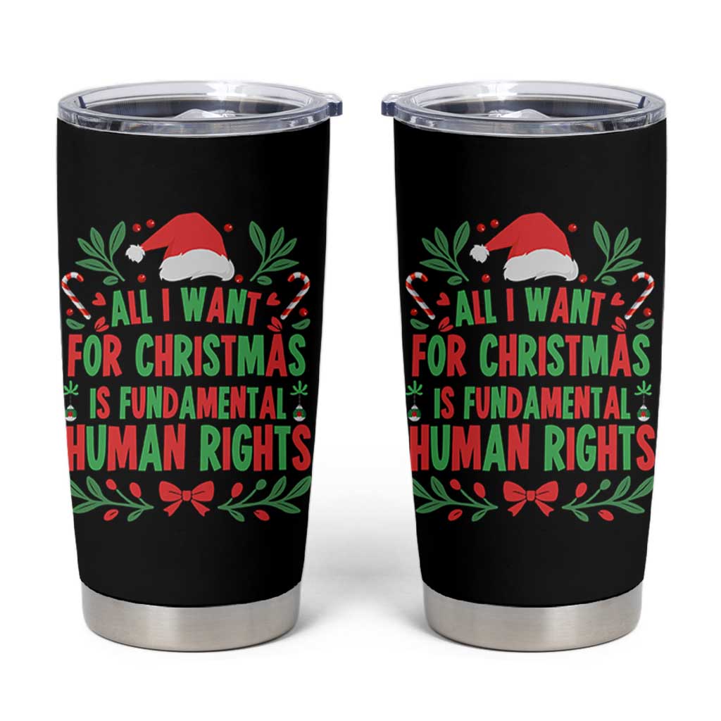 All I Want For Christmas Is Fundamental Human Rights Tumbler Cup Pro Democracy Xmas Gift - Wonder Print Shop