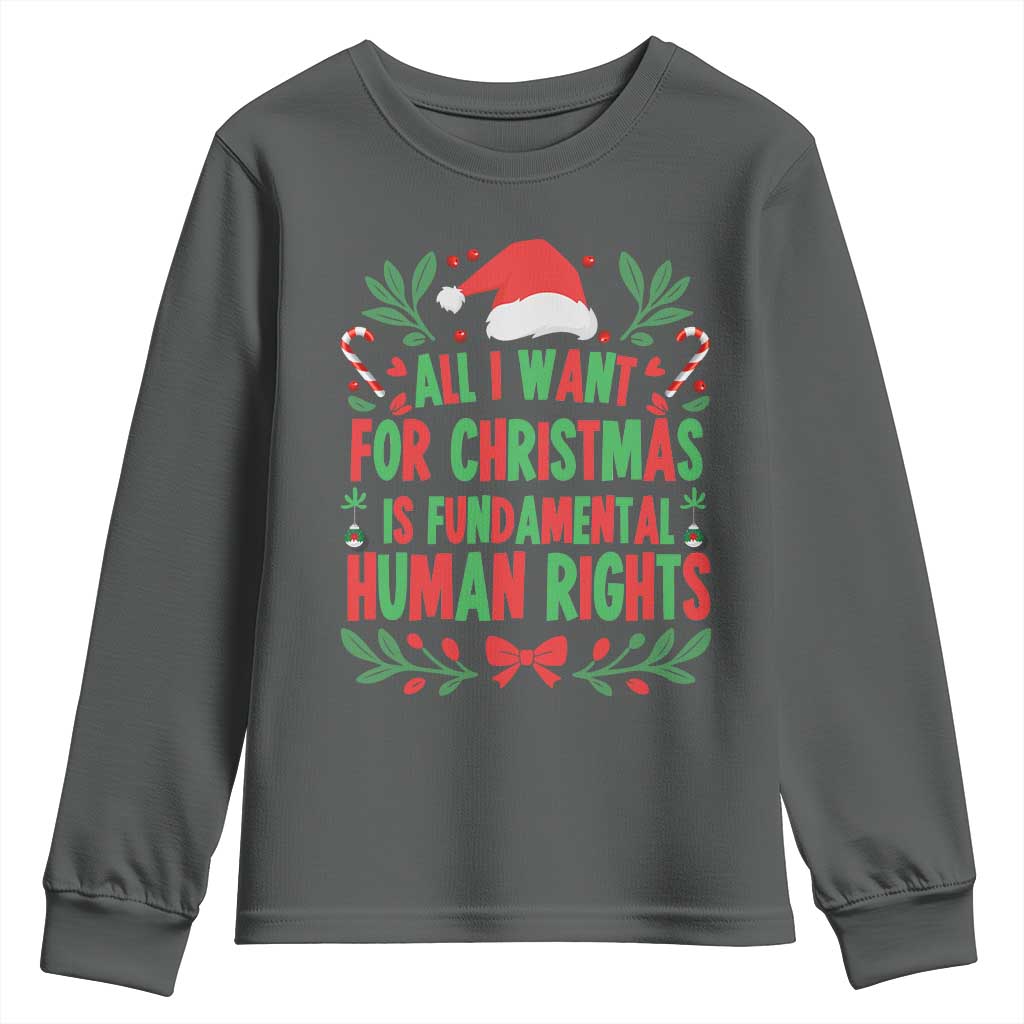 All I Want For Christmas Is Fundamental Human Rights Youth Sweatshirt Pro Democracy Xmas Gift - Wonder Print Shop