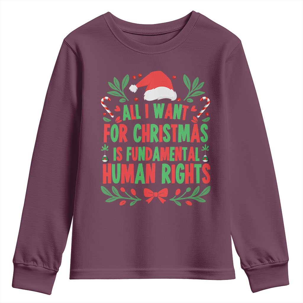 All I Want For Christmas Is Fundamental Human Rights Youth Sweatshirt Pro Democracy Xmas Gift - Wonder Print Shop
