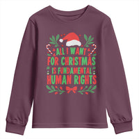 All I Want For Christmas Is Fundamental Human Rights Youth Sweatshirt Pro Democracy Xmas Gift - Wonder Print Shop
