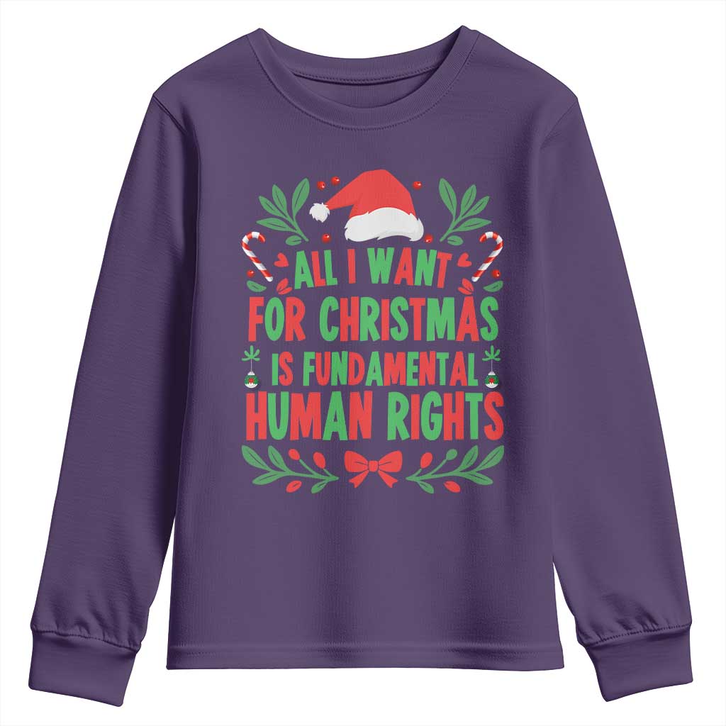 All I Want For Christmas Is Fundamental Human Rights Youth Sweatshirt Pro Democracy Xmas Gift - Wonder Print Shop