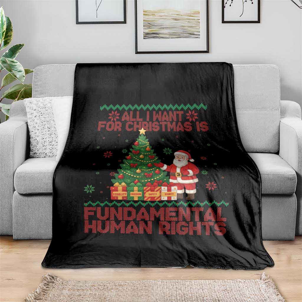 All I Want For Christmas Is Fundamental Human Rights Throw Blanket Equality Activist Gift - Wonder Print Shop