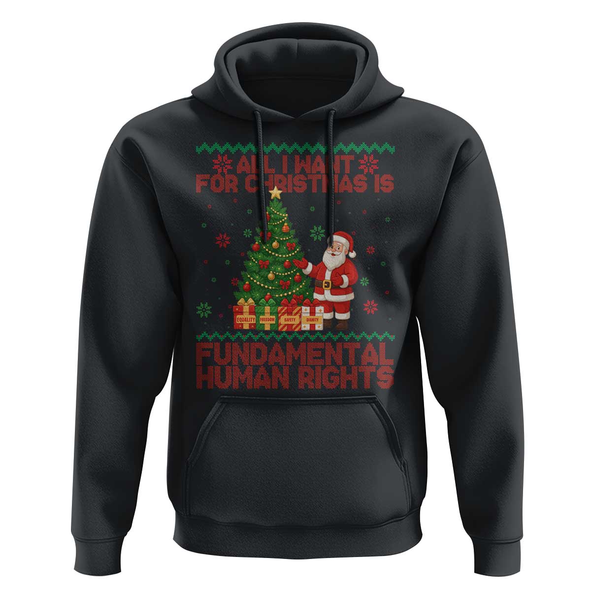 All I Want For Christmas Is Fundamental Human Rights Hoodie Equality Activist Gift - Wonder Print Shop