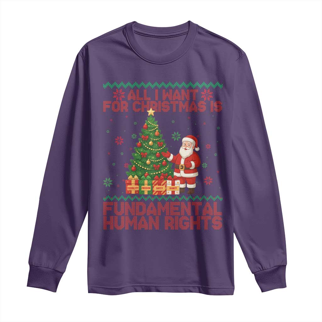All I Want For Christmas Is Fundamental Human Rights Long Sleeve Shirt Equality Activist Gift - Wonder Print Shop
