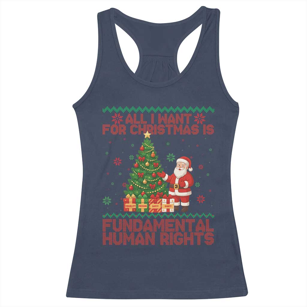 All I Want For Christmas Is Fundamental Human Rights Racerback Tank Top Equality Activist Gift - Wonder Print Shop