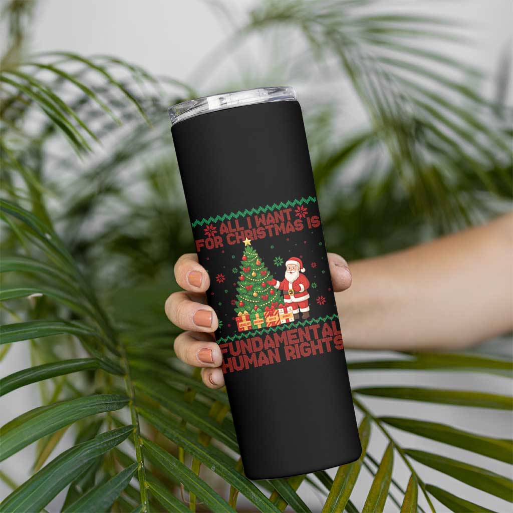 All I Want For Christmas Is Fundamental Human Rights Skinny Tumbler Equality Activist Gift - Wonder Print Shop