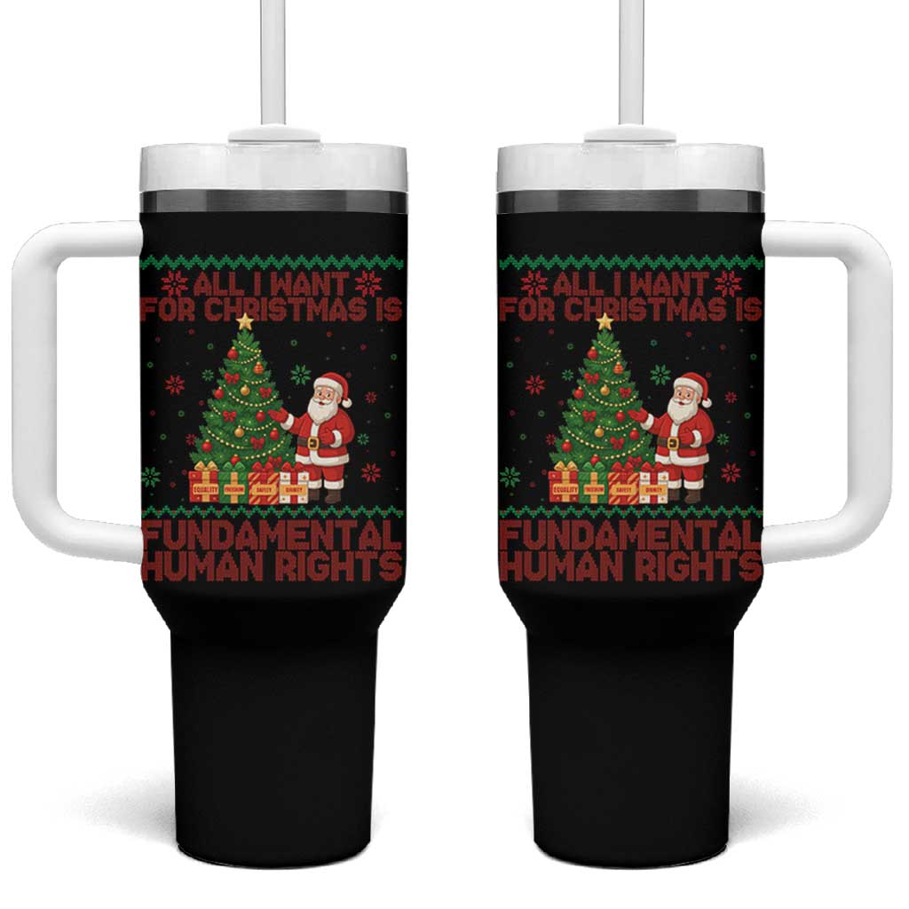All I Want For Christmas Is Fundamental Human Rights Tumbler With Handle Equality Activist Gift - Wonder Print Shop
