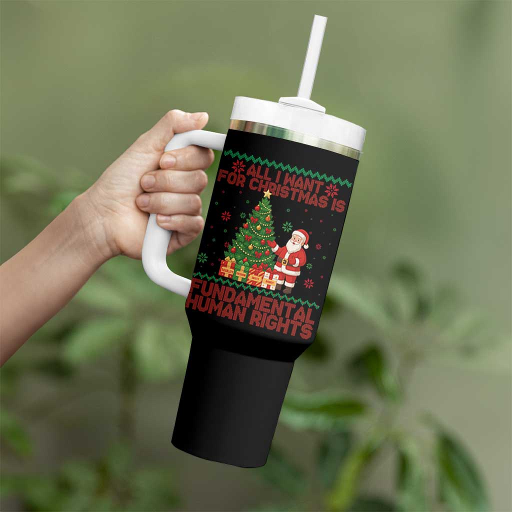 All I Want For Christmas Is Fundamental Human Rights Tumbler With Handle Equality Activist Gift - Wonder Print Shop