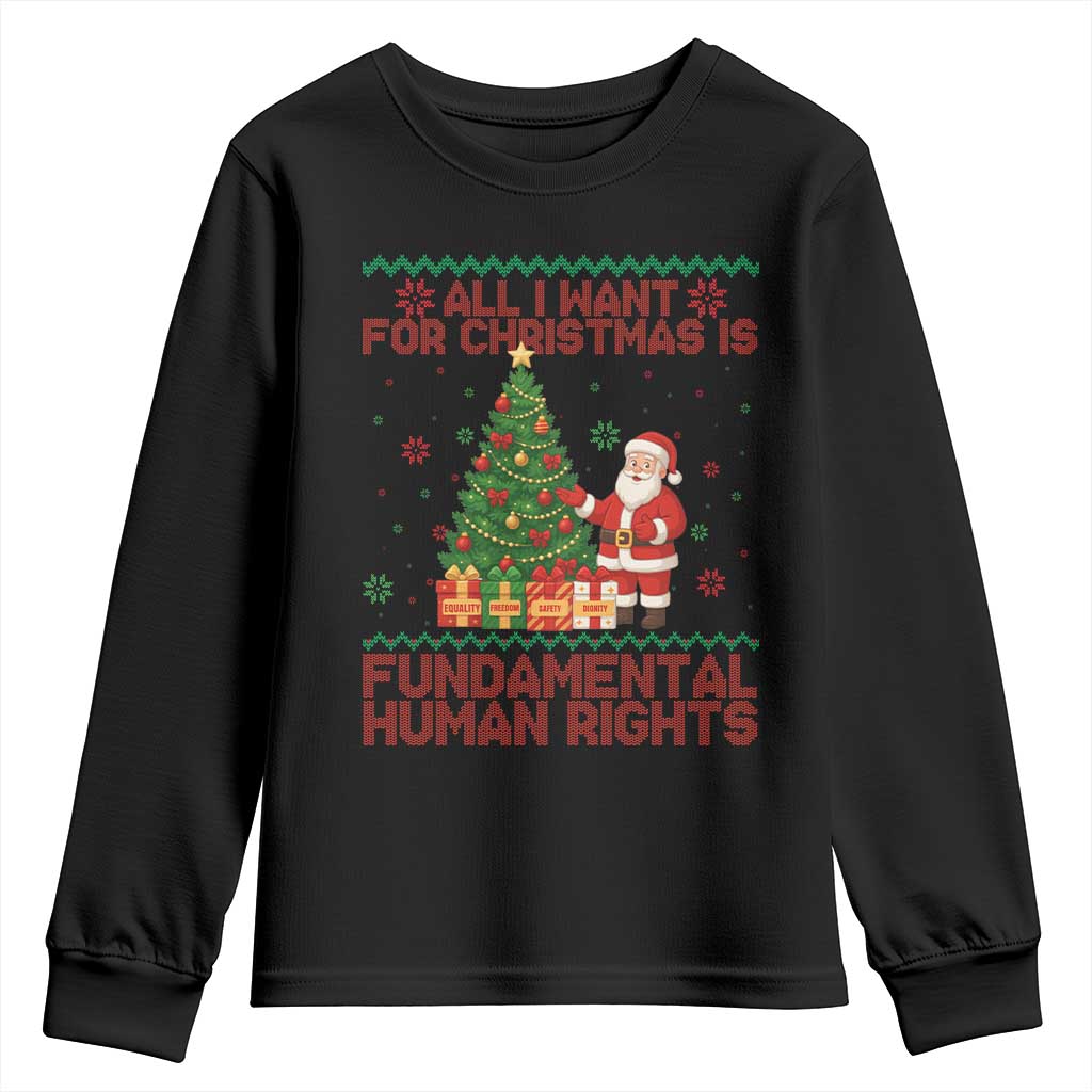 All I Want For Christmas Is Fundamental Human Rights Youth Sweatshirt Equality Activist Gift - Wonder Print Shop