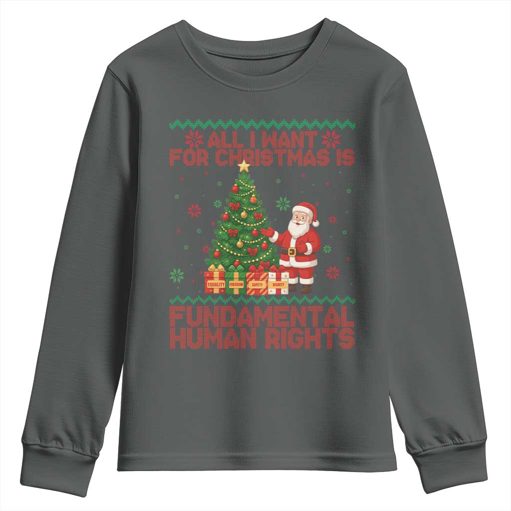 All I Want For Christmas Is Fundamental Human Rights Youth Sweatshirt Equality Activist Gift - Wonder Print Shop