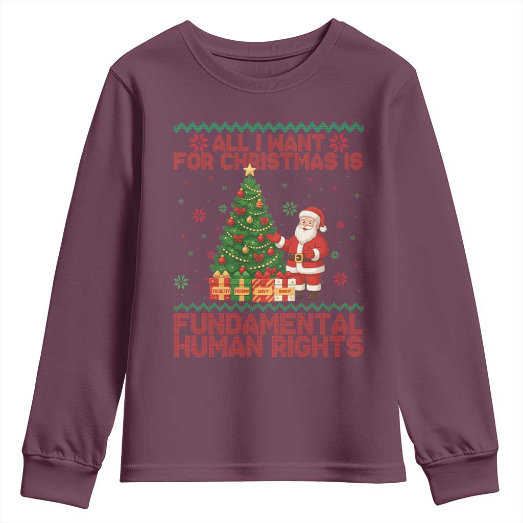 All I Want For Christmas Is Fundamental Human Rights Youth Sweatshirt Equality Activist Gift - Wonder Print Shop