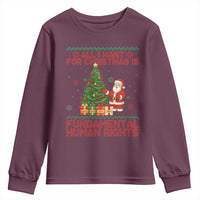 All I Want For Christmas Is Fundamental Human Rights Youth Sweatshirt Equality Activist Gift - Wonder Print Shop
