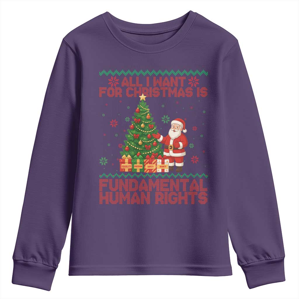 All I Want For Christmas Is Fundamental Human Rights Youth Sweatshirt Equality Activist Gift - Wonder Print Shop