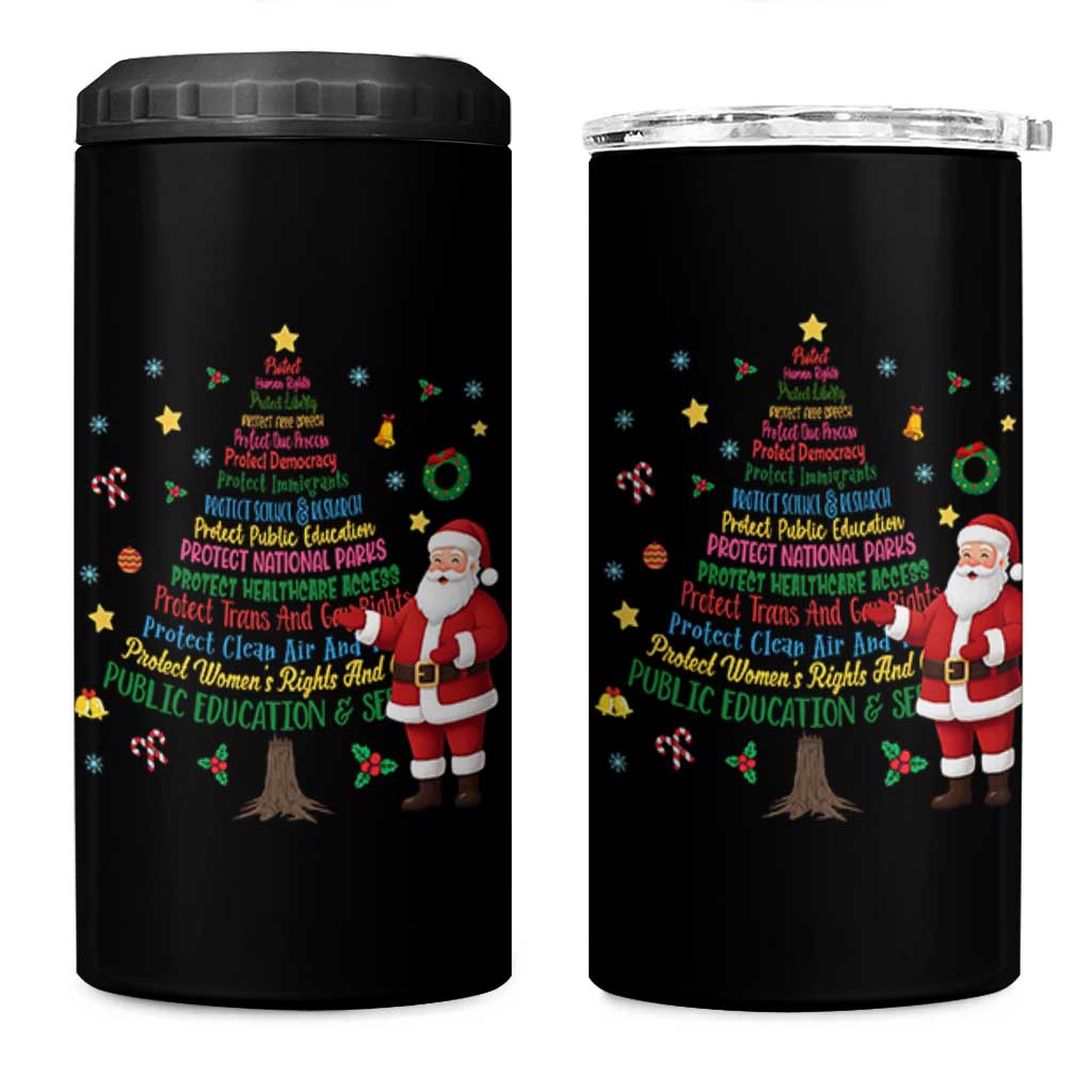 Pro Democracy Activist Christmas Tree 4 in 1 Can Cooler Tumbler Human Rights Xmas Gift - Wonder Print Shop