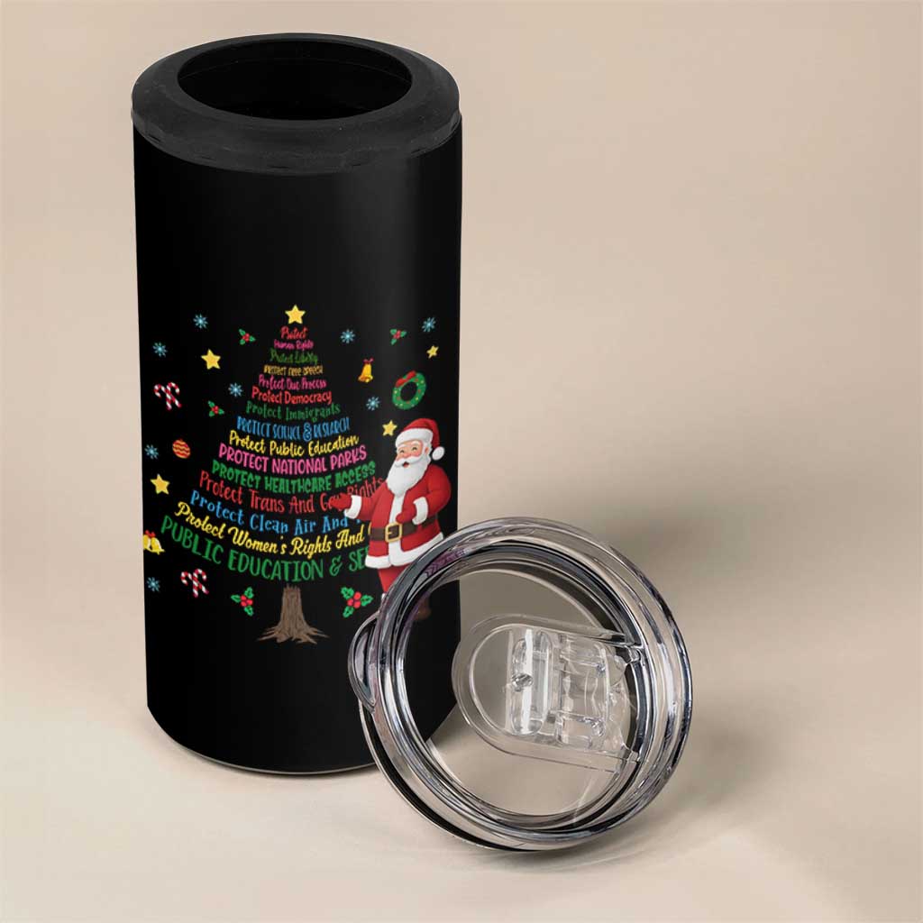 Pro Democracy Activist Christmas Tree 4 in 1 Can Cooler Tumbler Human Rights Xmas Gift - Wonder Print Shop