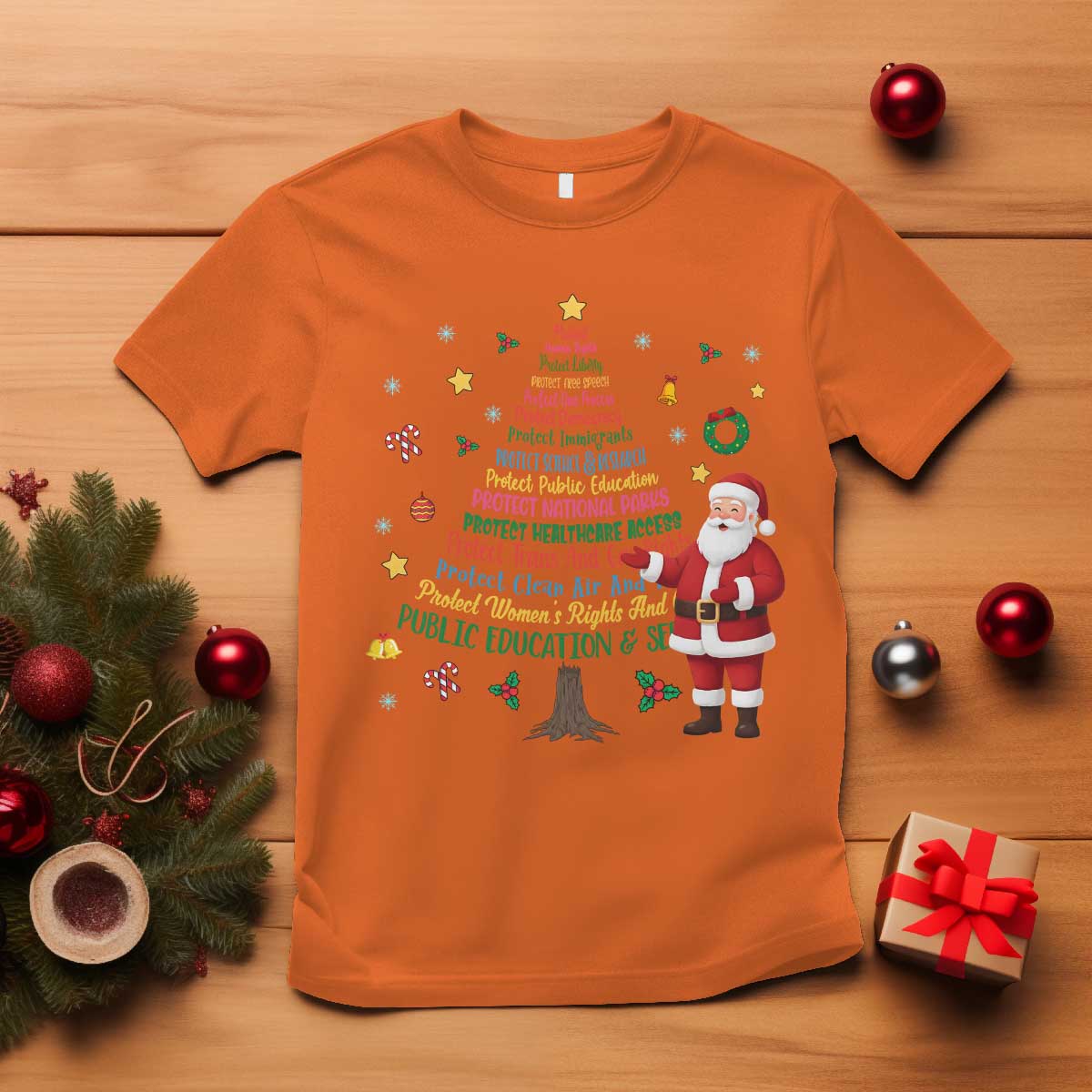 Pro Democracy Activist Christmas Tree T Shirt Human Rights Xmas Gift - Wonder Print Shop