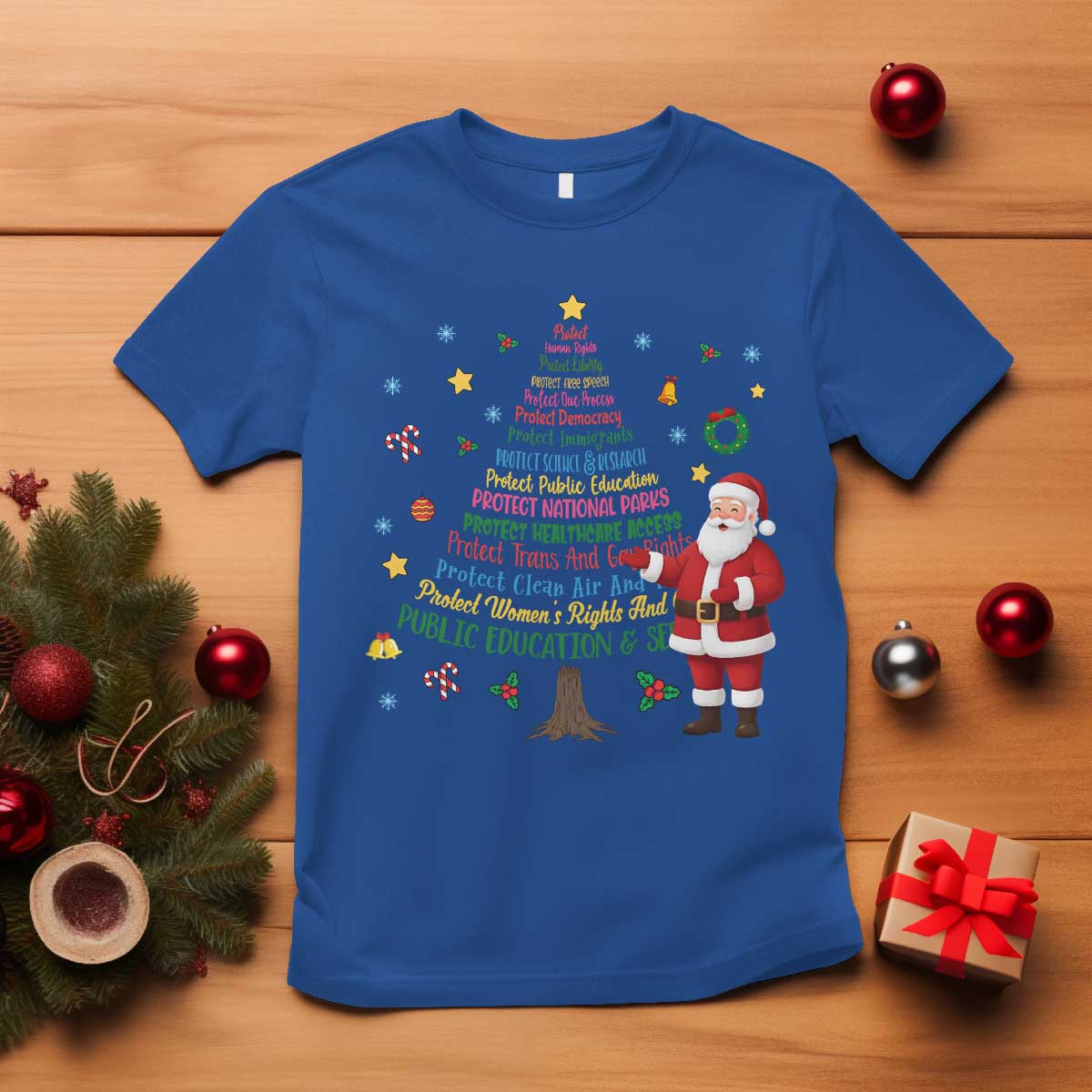 Pro Democracy Activist Christmas Tree T Shirt Human Rights Xmas Gift - Wonder Print Shop
