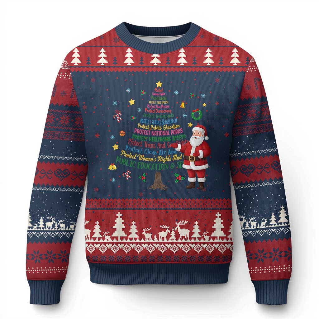 Pro Democracy Activist Xmas Tree Ugly Christmas Sweater Human Rights Xmas Gift - Wonder Print Shop