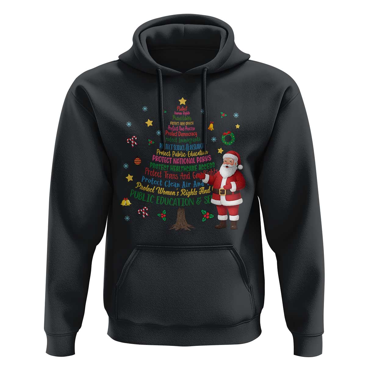 Pro Democracy Activist Christmas Tree Hoodie Human Rights Xmas Gift - Wonder Print Shop