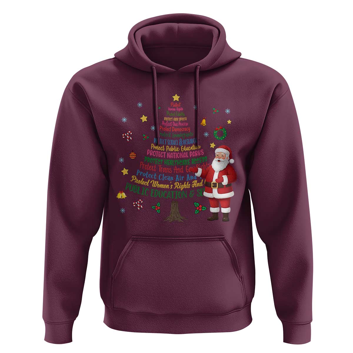 Pro Democracy Activist Christmas Tree Hoodie Human Rights Xmas Gift - Wonder Print Shop