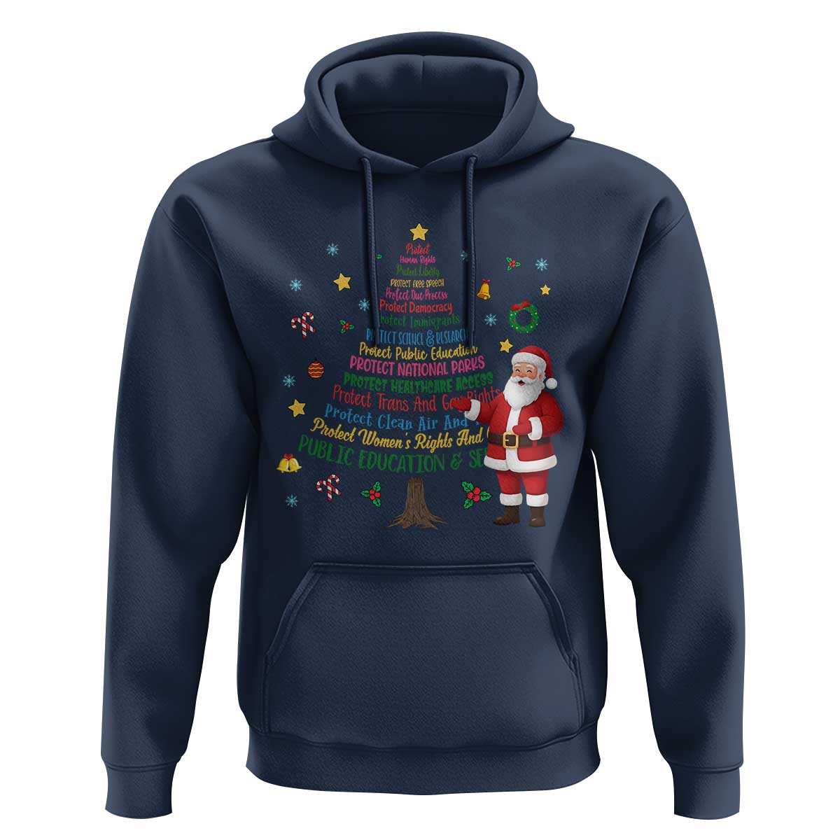 Pro Democracy Activist Christmas Tree Hoodie Human Rights Xmas Gift - Wonder Print Shop
